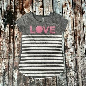 Old Navy Gray Striped LOVE Tee - M (8)
